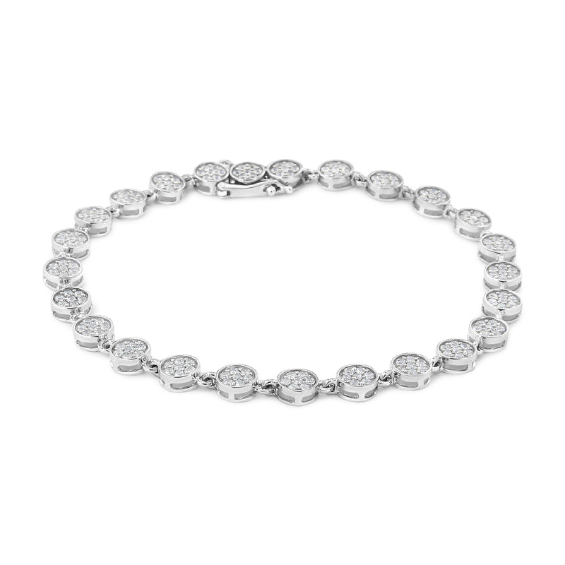 Bids.com .925 Sterling Silver 2.0 Cttw Round Diamond Link Bracelet (G-H Color, I1-I2 Clarity) - 7.25" Bracelets White Smoke White.Sterling Silver / 7.25