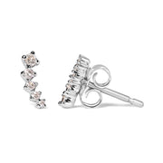 Bids.com 10K White Gold 1/10 Cttw Diamond Journey Style Climber Stud Earrings (H-I Color, I1-I2 Clarity) Earrings White Smoke White.Gold / 0.1