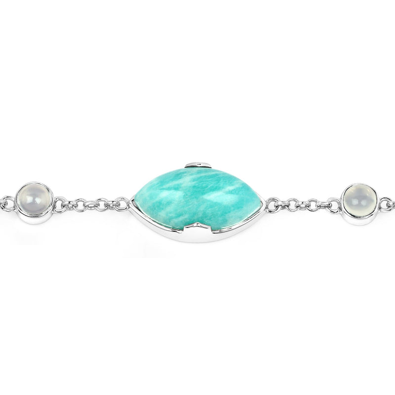 Bids.com 29.70 Carat Genuine Amazonite and White Agate .925 Sterling Silver Bracelet Bracelets White Smoke size 7.50