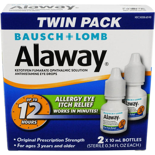 Alaway Alaway Bausch & Lomb Itch Relief Eye Drops - 2 X 10 Ml Eye Drops & Lubricants Light Gray