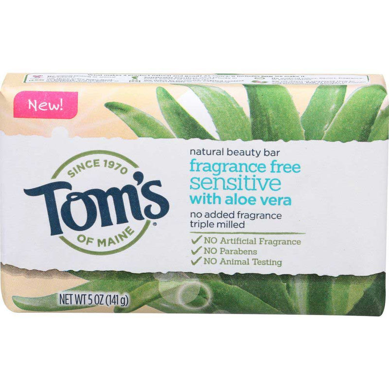 Tom's of Maine Tom's of Maine Natural Beauty Bar Soap With Aloe Vera, Fragrance Free, 5 Oz Bar Soap Lavender