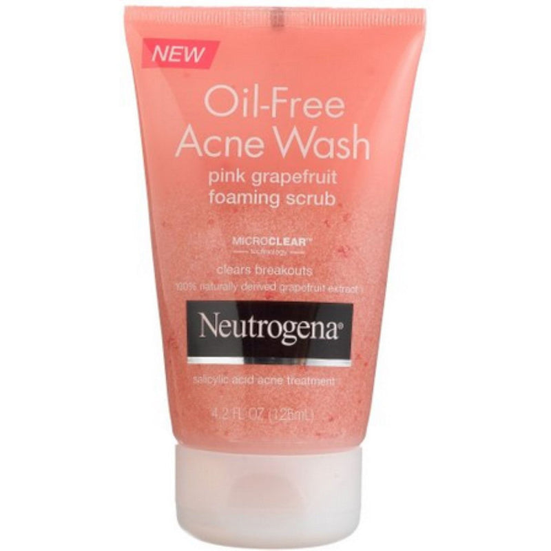 Neutrogena Neutrogena Acne Wash, Pink Grapefruit, Foaming Scrub, Oil Free 4.2 Fl Oz Health & Beauty White Smoke