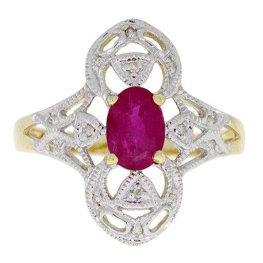 Bids.com 1.05ct Ruby Diamond Ring 10KT Yellow Gold Rings White Smoke 7.0