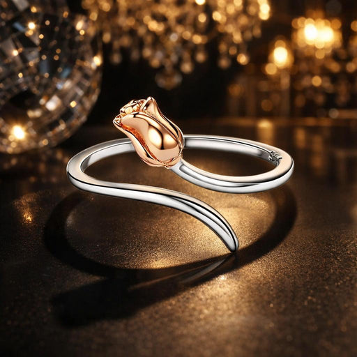 Bids.com 925 Sterling Silver Ring with Rose Gold and Platinum Plating, 0.4*0.6cm for Women Rings Black
