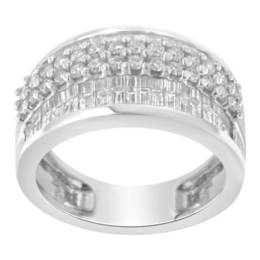Bids.com 14K White Gold Round and Baguette Diamond Ring (1 1/2 Cttw, F-G Color, SI1-SI2 Clarity) - Size 6-3/4 Rings White Smoke 7.25 / 14k White Gold,6.75 / White.Gold,7 / White.Gold,8 / White.Gold
