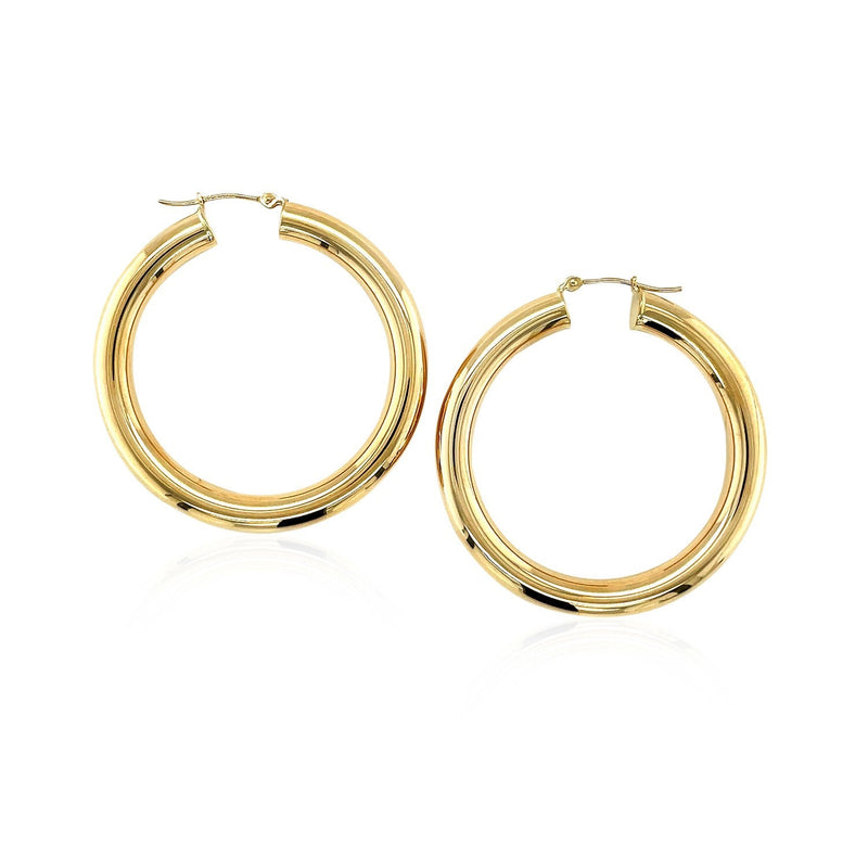 Bids.com 14k Yellow Gold Polished Hoop Earrings (40 mm) Earrings White Smoke Yellow Gold