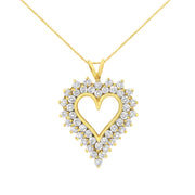 Bids.com 14K Yellow Gold .925 Sterling Silver 4 cttw Round-cut Diamond Cluster Heart Pendant Necklace (K-L Color, I1-I2 Clarity) Necklaces White Smoke Yellow.Sterling Silver / 18