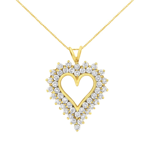 Bids.com 14K Yellow Gold .925 Sterling Silver 4 cttw Round-cut Diamond Cluster Heart Pendant Necklace (K-L Color, I1-I2 Clarity) Necklaces White Smoke Yellow.Sterling Silver / 18