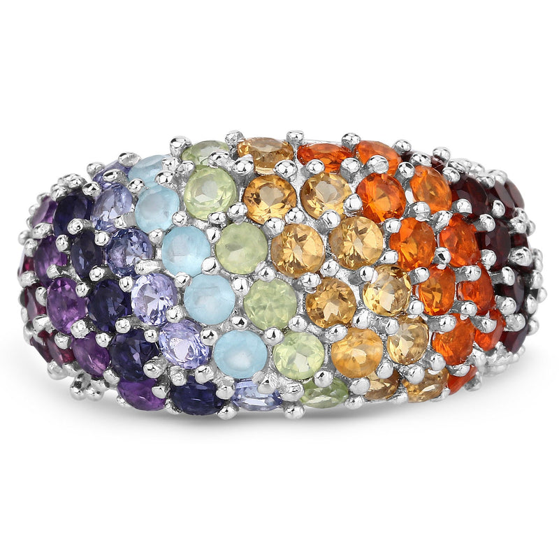 Bids.com 4.16 Carat Genuine Multi Stones .925 Sterling Silver Ring Rings White Smoke size 7.00,size 5.00,size 6.00,size 8.00,size 9.00,Size 10.00