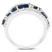Bids.com 3.61 Carat Genuine Blue Sapphire and White Zircon .925 Sterling Silver Ring Rings White Smoke size 7.00,size 5.00,size 6.00,size 8.00,size 9.00