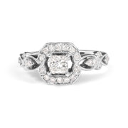 Bids.com 14K White Gold Diamond 3/4 Cttw Diamond Halo Style and Woven Shank Engagement Ring (G-H Color, VS2-SI1 Clarity) - Size 7 Rings White Smoke 7 / White.Gold