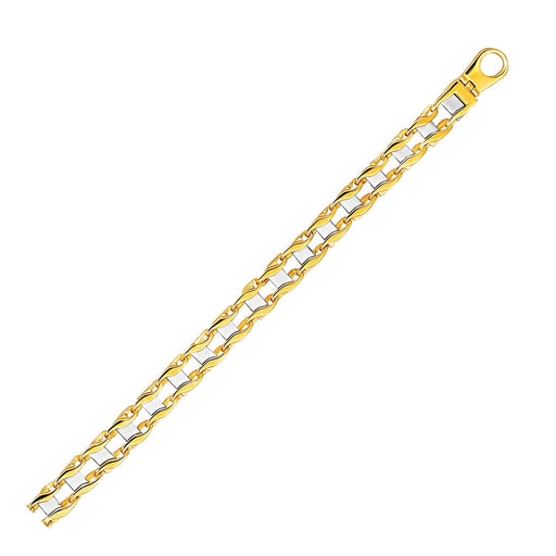 Bids.com 14k Two-Tone Gold Men's Bracelet with S Style Bar Links Bracelets White Smoke 8.5 / Two-Tone Gold