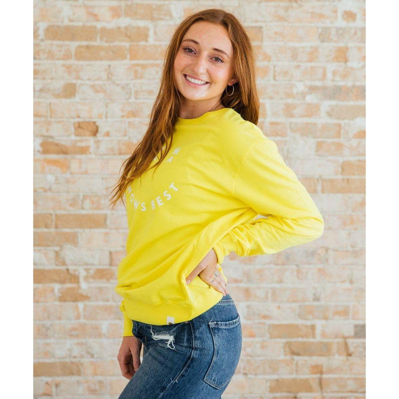 Sunflower Motherhood Smiley Mama Knows Best Sweatshirt Clothing Gray Small,Medium,Large,Extra Large