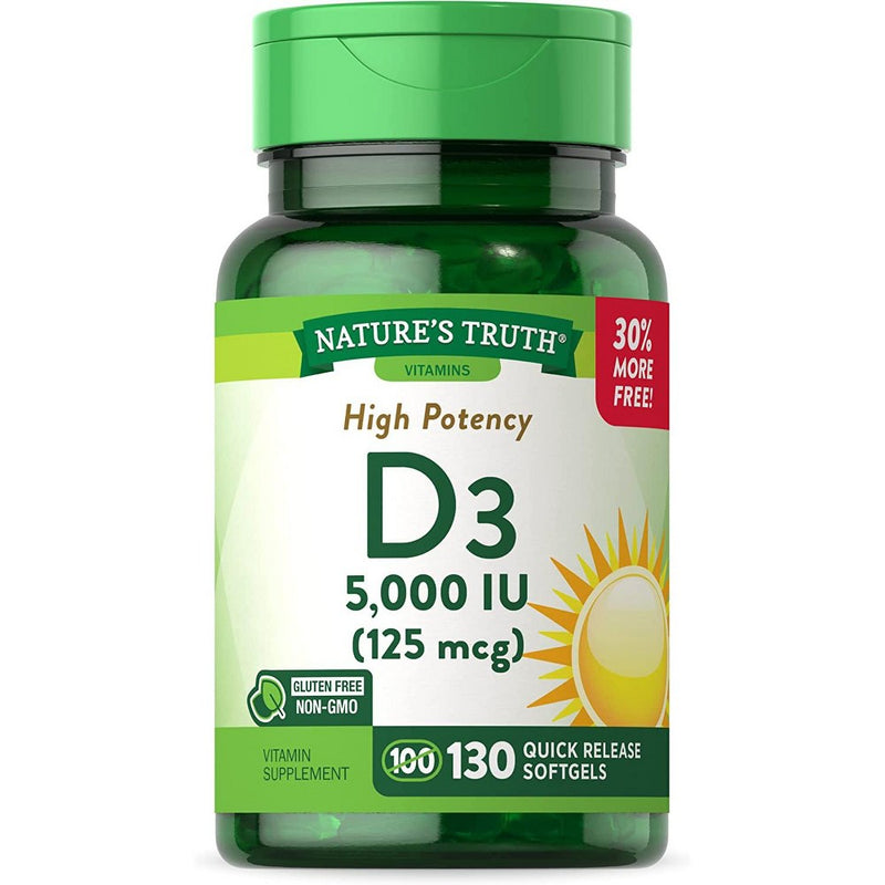 Nature's Truth Nature's Truth Vitamin D3, High Potency, 125 Mcg, Quick Release Softgels Vitamins & Supplements White Smoke