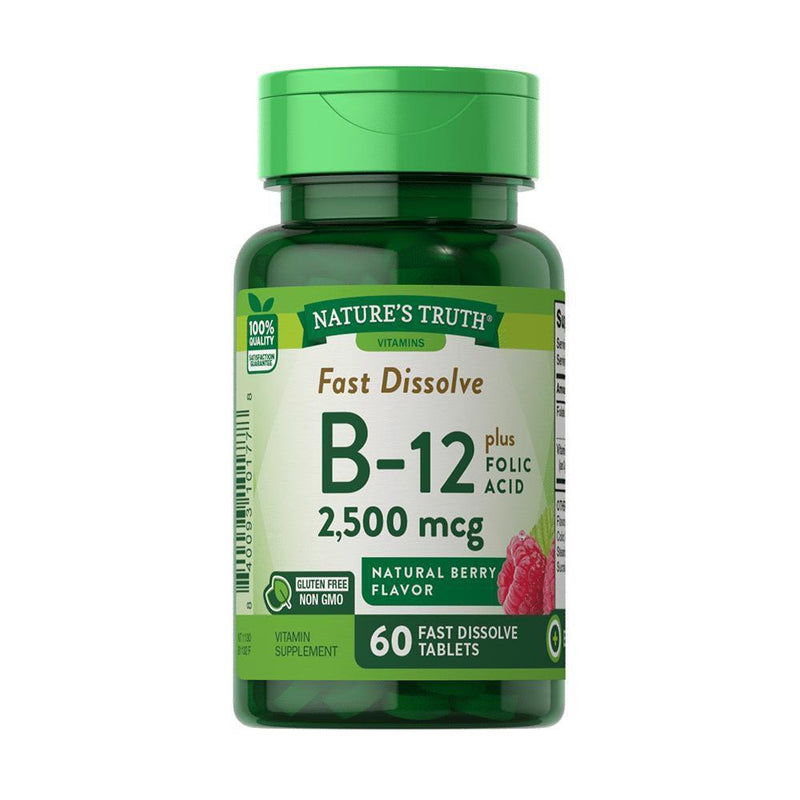 Nature's Truth Nature's Truth Vitamin B-12 2500mcg Plus Folic Acid Fast Dissolve Tablets - Natural Berry Flavor 60ct Vitamins & Supplements White Smoke
