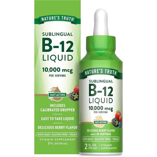 Nature's Truth Nature's Truth Vitamin B 12, Sublingual, 1000 Mcg, Liquid, Delicious Berry Flavor 2 Fl Oz Vitamins & Supplements White Smoke