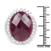 Bids.com 19.12 Carat Genuine Ruby and White Topaz .925 Sterling Silver Ring Rings White Smoke size 6.00,size 7.00,size 8.00,size 9.00,size 10.00,size 11.00,size 5.00