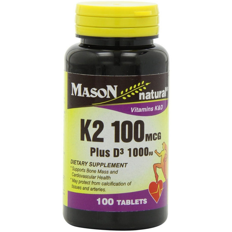 Mason Natural Mason Natural Vitamin K2 100 Mcg Plus D3 1000 Iu Tablets Vitamins & Supplements White Smoke
