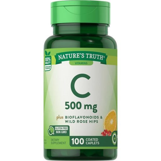 Nature's Truth Nature's Truth Vitamin C 500 mg with Bioflavonoids & Wild Rose Hips - 100 Coated Caplets Vitamins & Supplements White Smoke