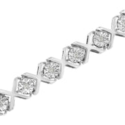 Bids.com .925 Sterling Silver 1/4 Cttw Miracle Set Diamond "X" Link Bracelet (I-J Color, I3 Clarity) - 7.25" Bracelets White Smoke White.Sterling Silver / 7.25