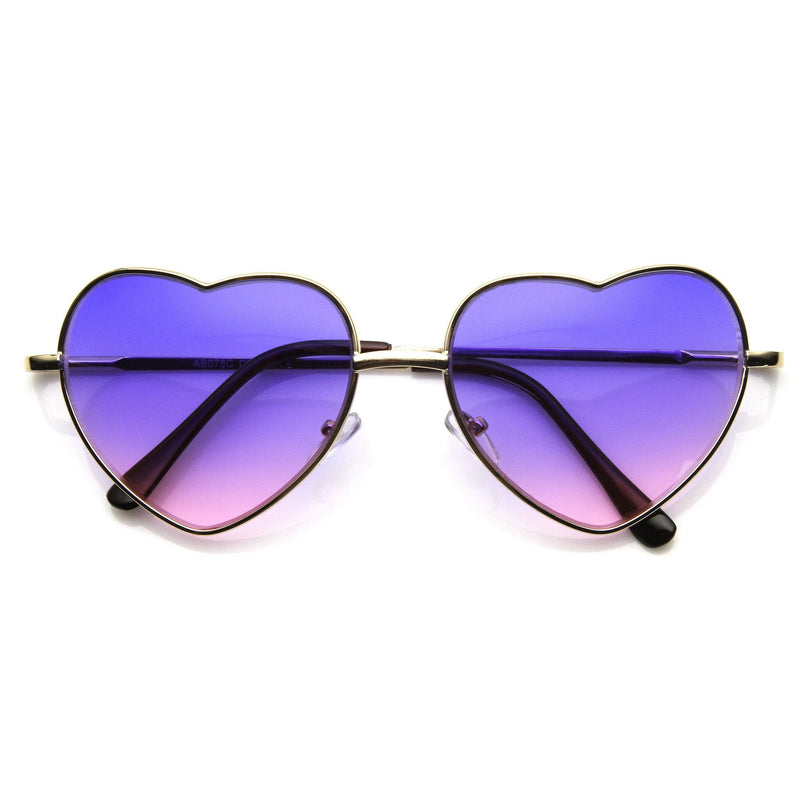 zeroUV Cute Metal Heart Shape Rainbow Color Lens Sunglasses 9205 Sunglasses White Smoke Light Gold Blue Pink