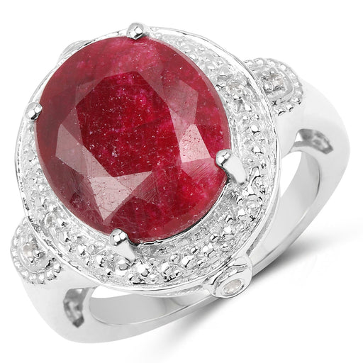 Bids.com 8.64 Carat Dyed Ruby & White Topaz .925 Sterling Silver Ring Rings White Smoke size 7.00,size 6.00,size 8.00,size 9.00
