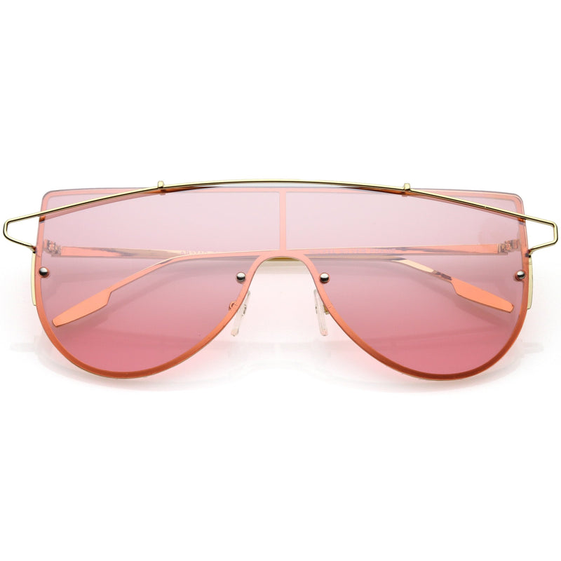 zeroUV Retro Futuristic Shield Mono Lens Color Tone Sunglasses C484 Glasses / Sunglasses White Smoke Gold Pink