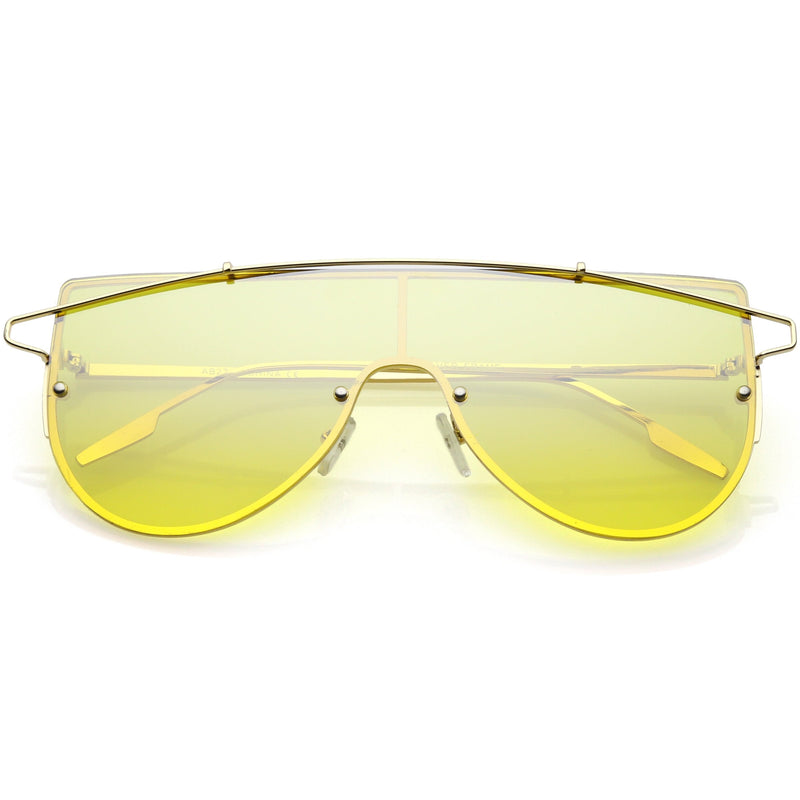 zeroUV Retro Futuristic Shield Mono Lens Color Tone Sunglasses C484 Glasses / Sunglasses White Smoke Gold Yellow