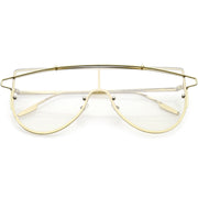 zeroUV Retro Futuristic Shield Mono Lens Color Tone Sunglasses C484 Glasses / Sunglasses White Smoke Gold Clear Tinted