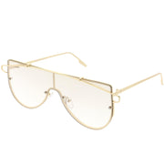 zeroUV Retro Futuristic Shield Mono Lens Color Tone Sunglasses C484 Glasses / Sunglasses White Smoke Black Red,Gold Pink,Gold Yellow,Gold Clear Tinted