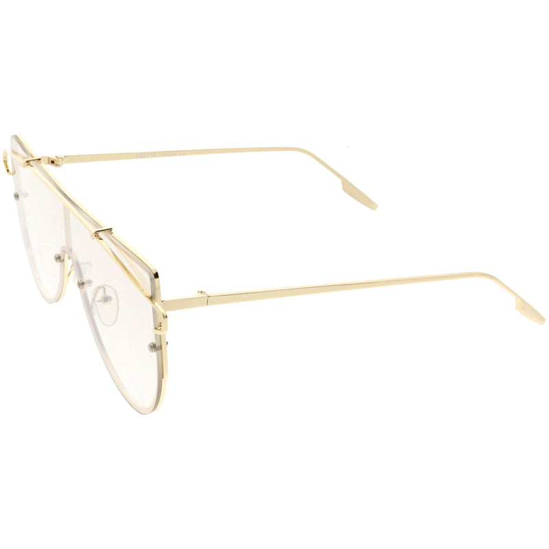 zeroUV Retro Futuristic Shield Mono Lens Color Tone Sunglasses C484 Glasses / Sunglasses White Smoke Black Red,Gold Pink,Gold Yellow,Gold Clear Tinted