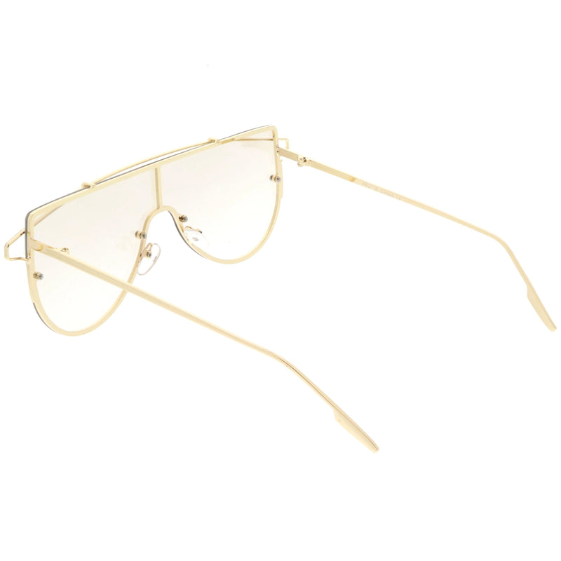 zeroUV Retro Futuristic Shield Mono Lens Color Tone Sunglasses C484 Glasses / Sunglasses White Smoke Black Red,Gold Pink,Gold Yellow,Gold Clear Tinted