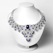 Bids.com 40.93 Carat Genuine Glass Filled Sapphire and White Diamond .925 Sterling Silver Necklace Necklaces Lavender
