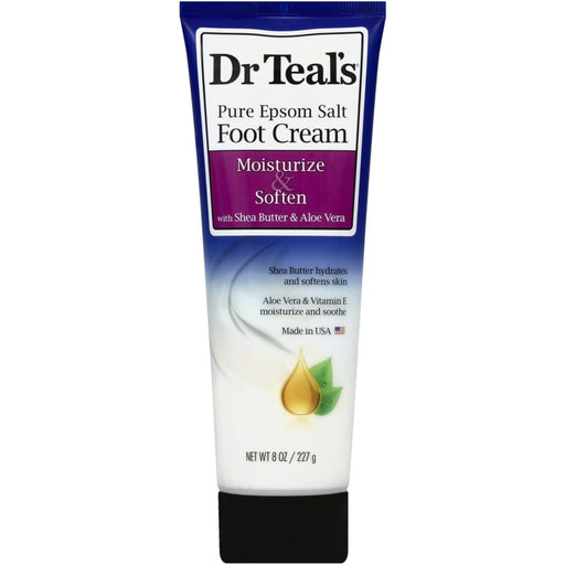 Dr Teal's Dr Teal's Pure Epsom Salt Foot Cream, Moisturize & Soften With Shea Butter & Aloe Vera 8 Oz Foot Care White Smoke