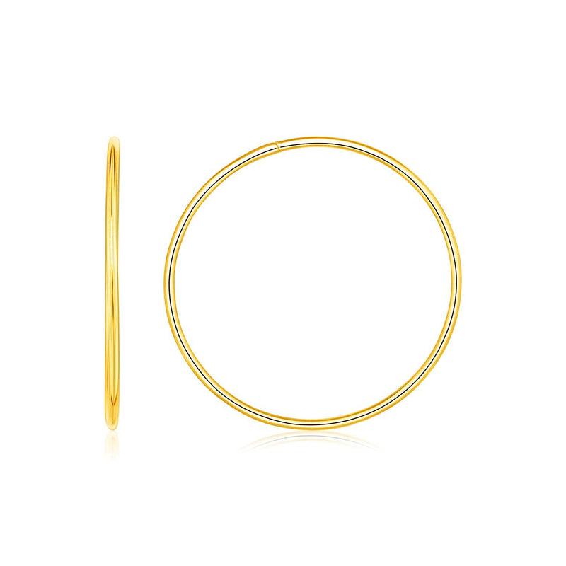 Bids.com Endless Hoop Style Earrings in 14K Yellow Gold Earrings White Smoke Yellow Gold