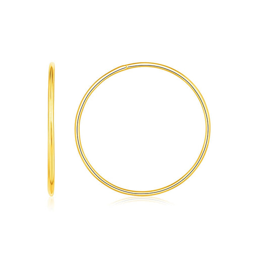 Bids.com Endless Hoop Style Earrings in 14K Yellow Gold Earrings White Smoke Yellow Gold