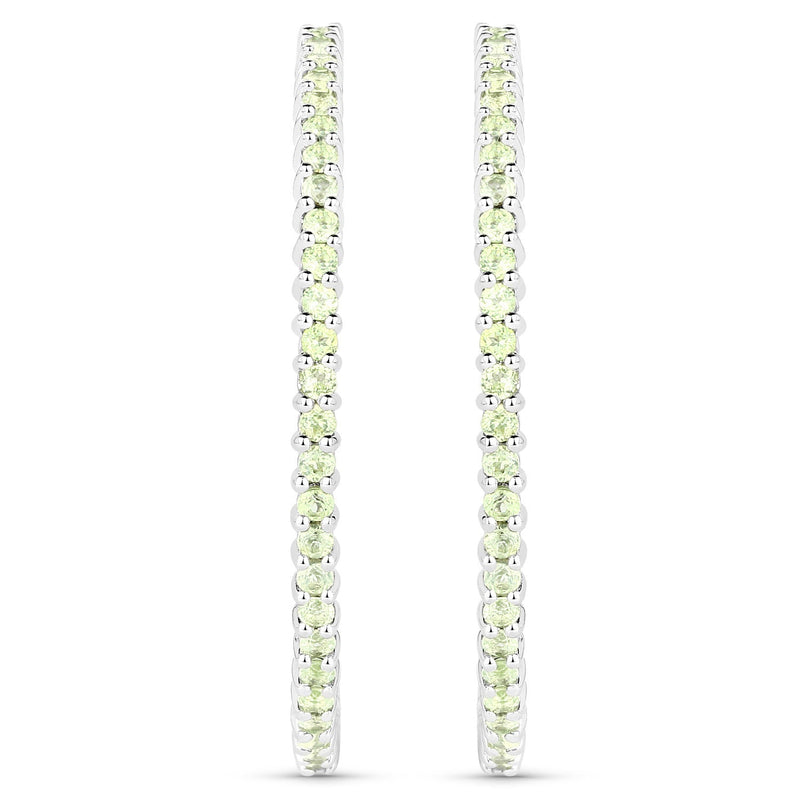 Bids.com 3.50 Carat Genuine Peridot .925 Sterling Silver Earrings Earrings White Smoke