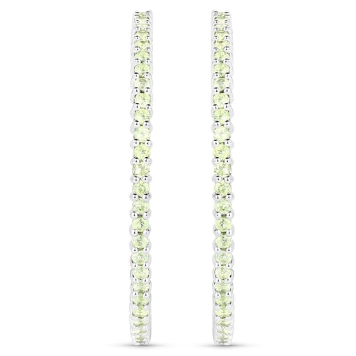 Bids.com 3.50 Carat Genuine Peridot .925 Sterling Silver Earrings Earrings White Smoke