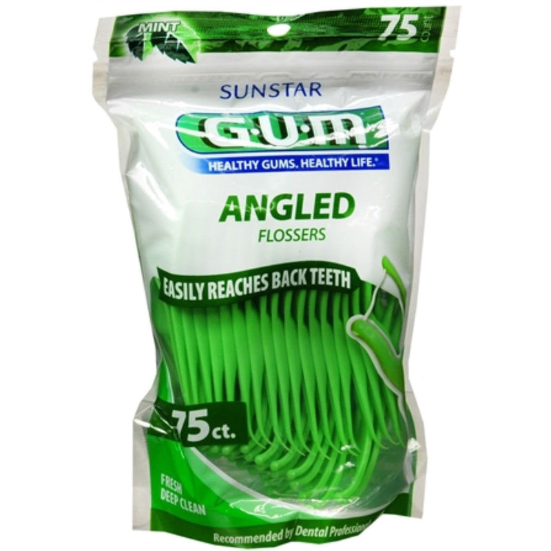 GUM GUM Angled Flossers Mint - 75ct Oral Care White Smoke