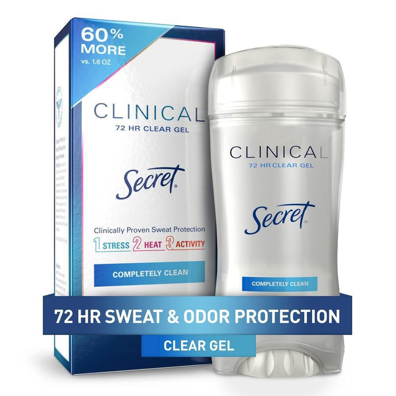 Secret Secret Clinical Strength Clear Gel Antiperspirant And Deodorant For Women - Completely Clean - 2.6oz Deodorant White Smoke