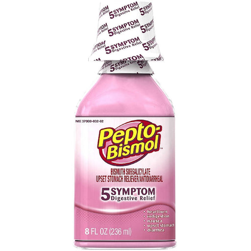 Pepto Bismol Pepto Bismol Upset Stomach Reliever/Antidiarrheal, 5 Symptom Relief 8 Fl Oz Health & Beauty White Smoke