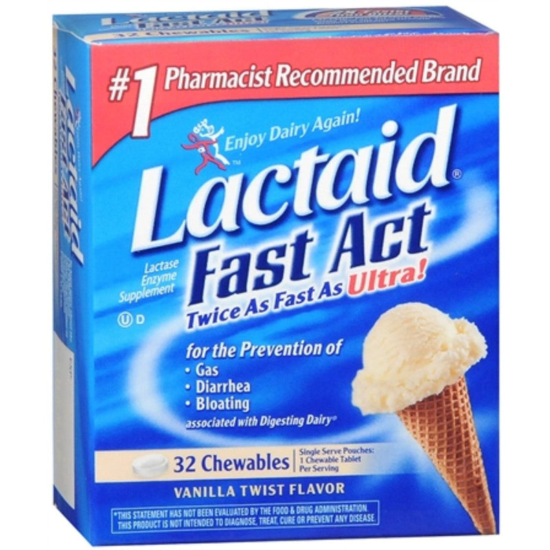 Lactaid Lactaid Lactase Enzyme Supplement, Fast Act, Chewables, Vanilla Twist Flavor Health & Beauty Royal Blue