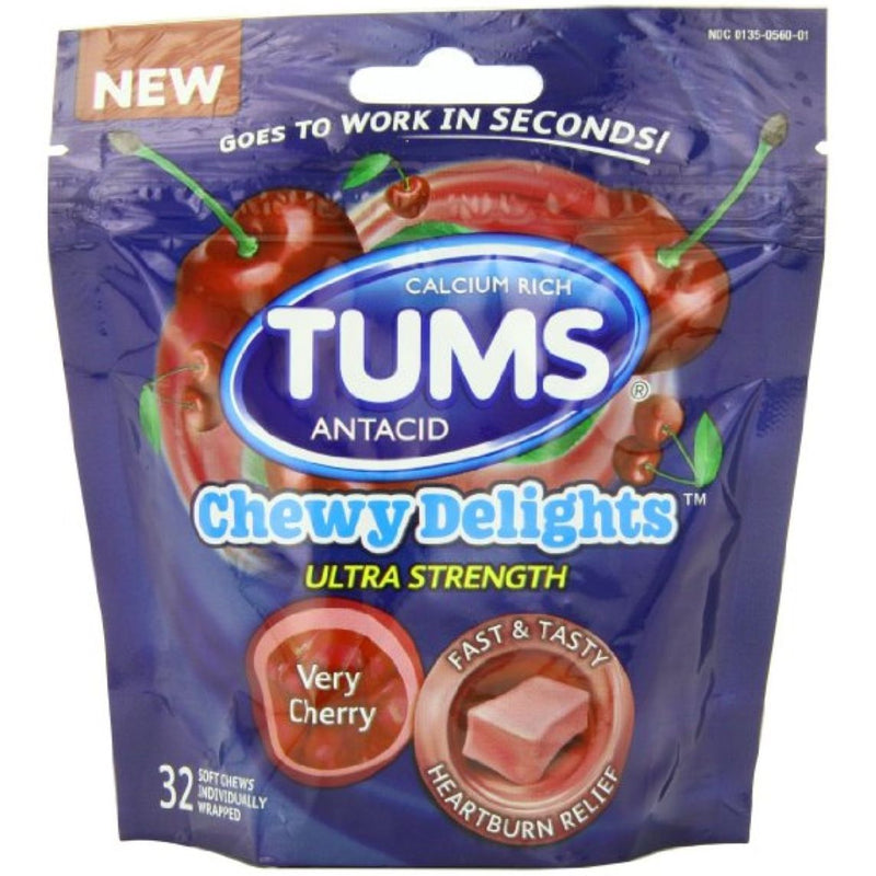 Tums Tums® Chewy Delights Ultra Strength – Very Cherry Soft Chews Health & Beauty White Smoke