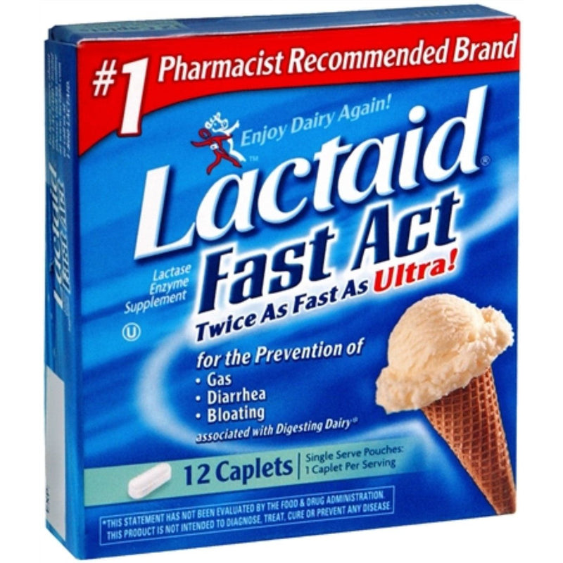 Lactaid Lactaid Fast Act Lactose Intolerance Relief Caplets With Lactase Enzyme, 12 Travel Packs Of 1-ct. (Packaging May Vary) Health & Beauty White Smoke