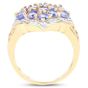 Bids.com 14K Yellow Gold Plated 2.38 Carat Genuine Tanzanite .925 Sterling Silver Ring Rings White Smoke size 7.00,size 8.00,size 6.00,size 9.00