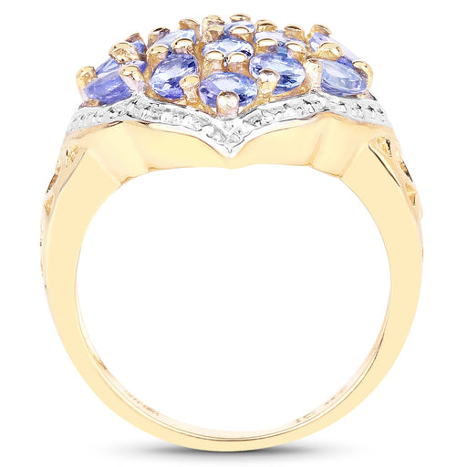 Bids.com 14K Yellow Gold Plated 2.38 Carat Genuine Tanzanite .925 Sterling Silver Ring Rings White Smoke size 7.00,size 8.00,size 6.00,size 9.00