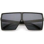 zeroUV Oversize Retro Modern Futuristic Square Aviator Sunglasses C475 Sunglasses Dark Slate Gray Matte Black Smoke