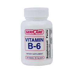 Geri-Care Geri-Care Vitamin B-6 Supplement 50 Mg Strength Tablet 100 Per Bottle Medical Supplies Light Gray