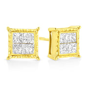Bids.com 14K Yellow Gold 1 Cttw Princess Cut Diamond Square Stud Earrings Earrings White Smoke Yellow.Gold / 1.5,Yellow.Gold / 1