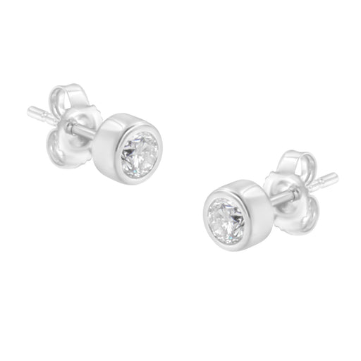 Bids.com 10K White Gold 0.30 Cttw Round Brilliant-Cut Near Colorless Diamond Bezel-Set Stud Earrings (H-I Color, I1-I2 Clarity) Earrings White Smoke Yellow.Gold,White.Gold,10k Rose Gold